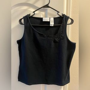 Embroidered neckline tank top